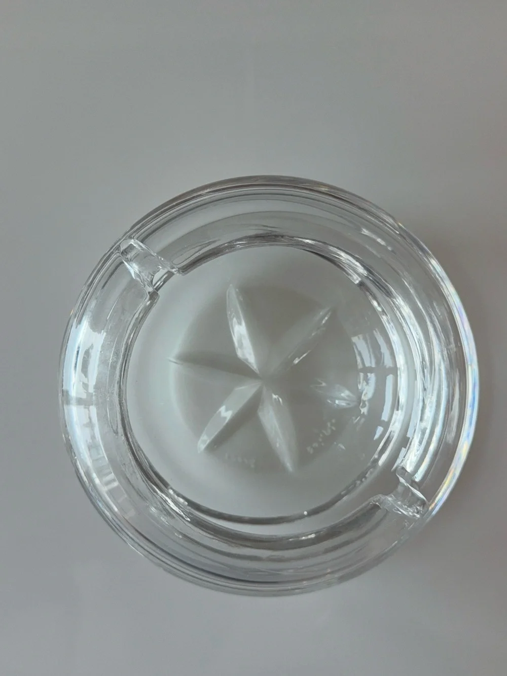 Mouth Blown Crystal Ashtray with Polished Round Bowl